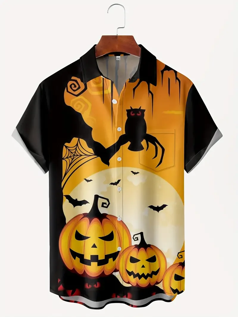 Men's Retro Halloween Fashion Short Sleeve Shirt