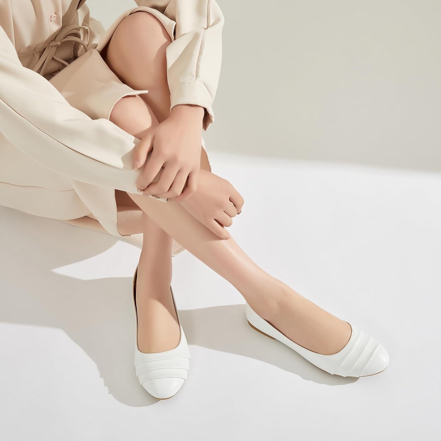 Flats for Women Dressy Comfortable Flats Shoes Womens Black Flats Leather Work Ballet Flats Round Toe Dress Shoes