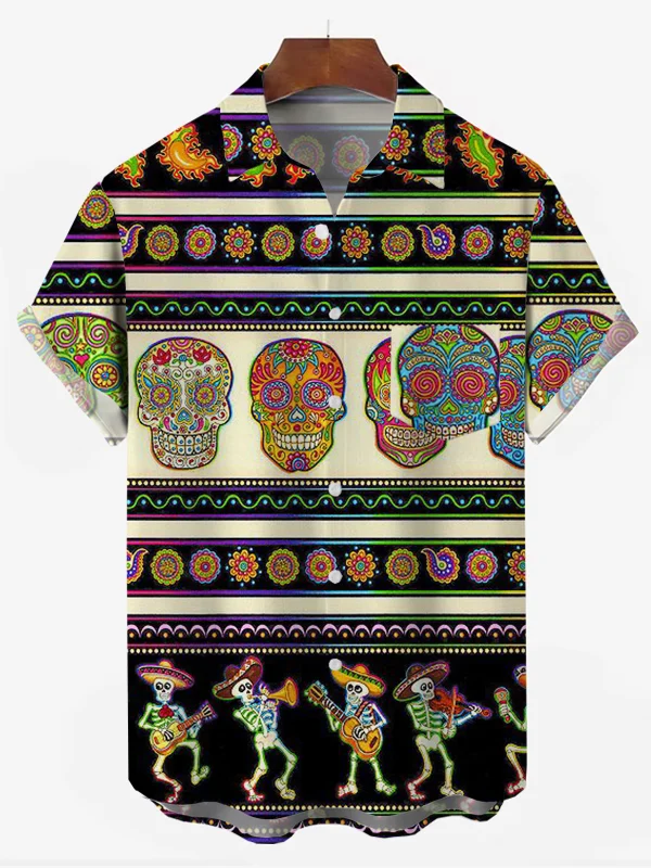 Men's Skull Print Resort Shirt