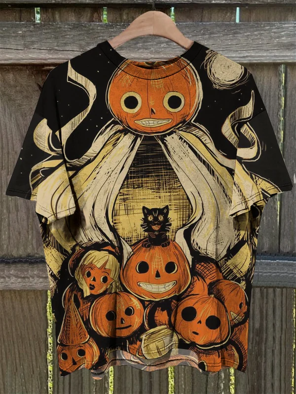 Men's Retro Western Print Casual 100% Cotton Round Neck Short Sleeve T-Shirt