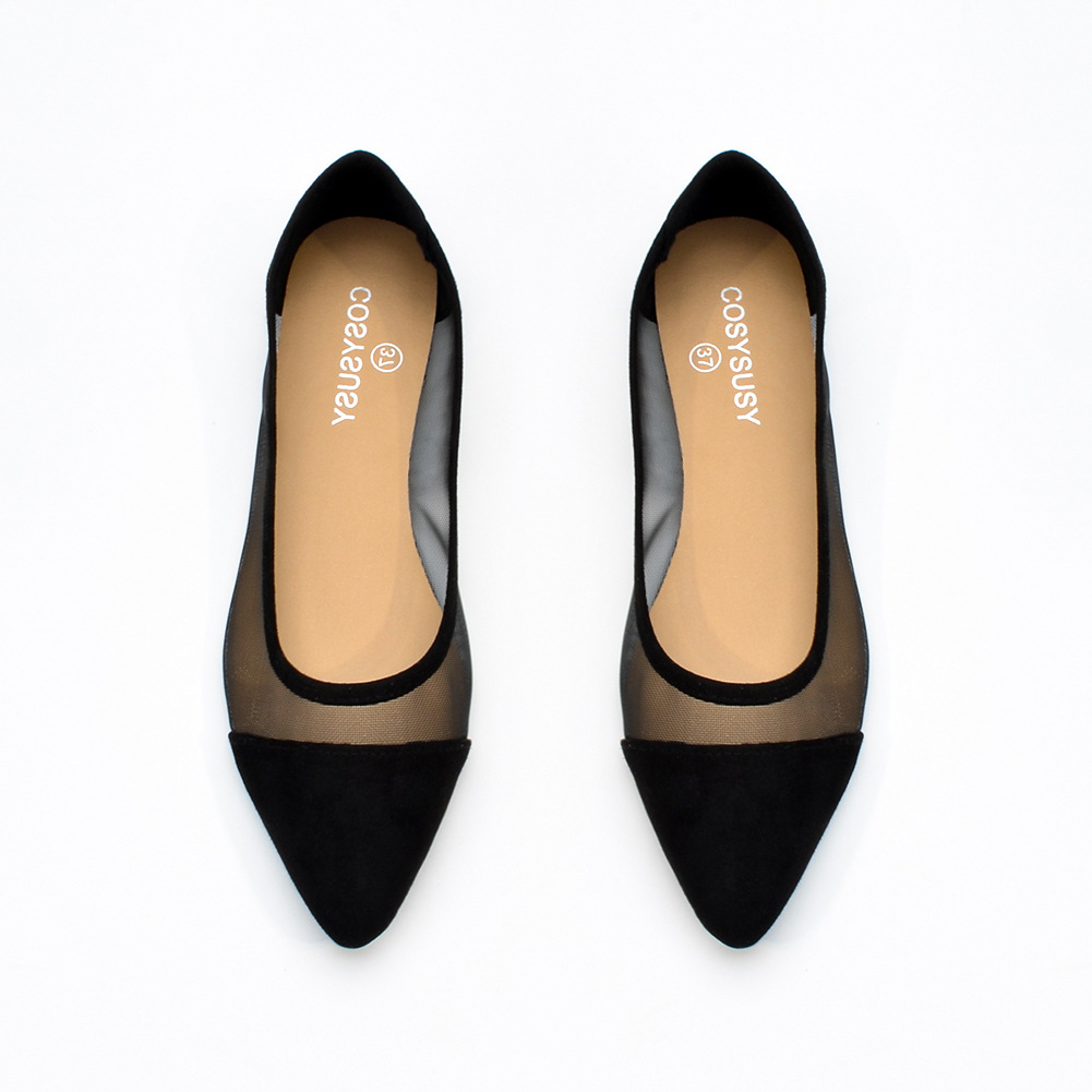 Pointed Mesh Stitching Flat Shoes for Women