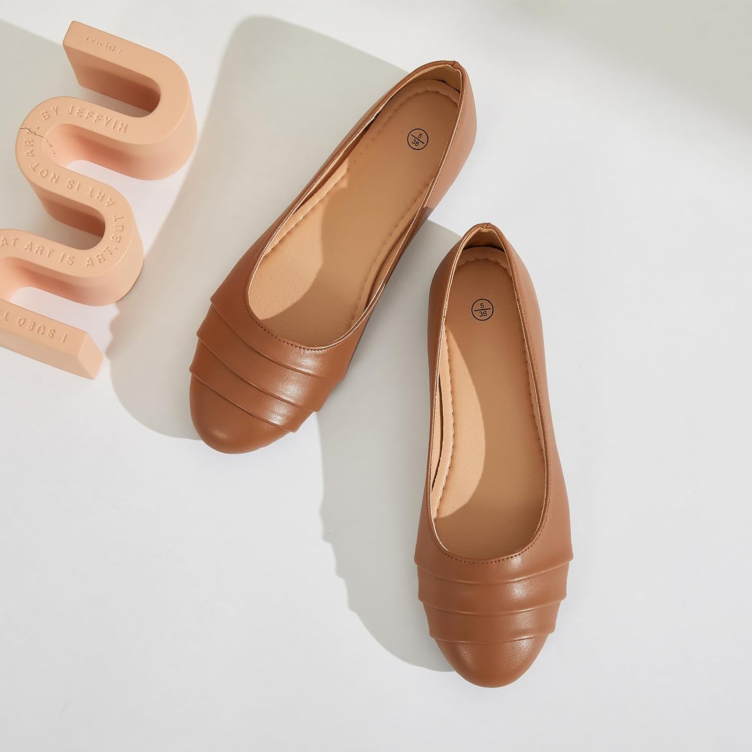 Flats for Women Dressy Comfortable Flats Shoes Womens Black Flats Leather Work Ballet Flats Round Toe Dress Shoes