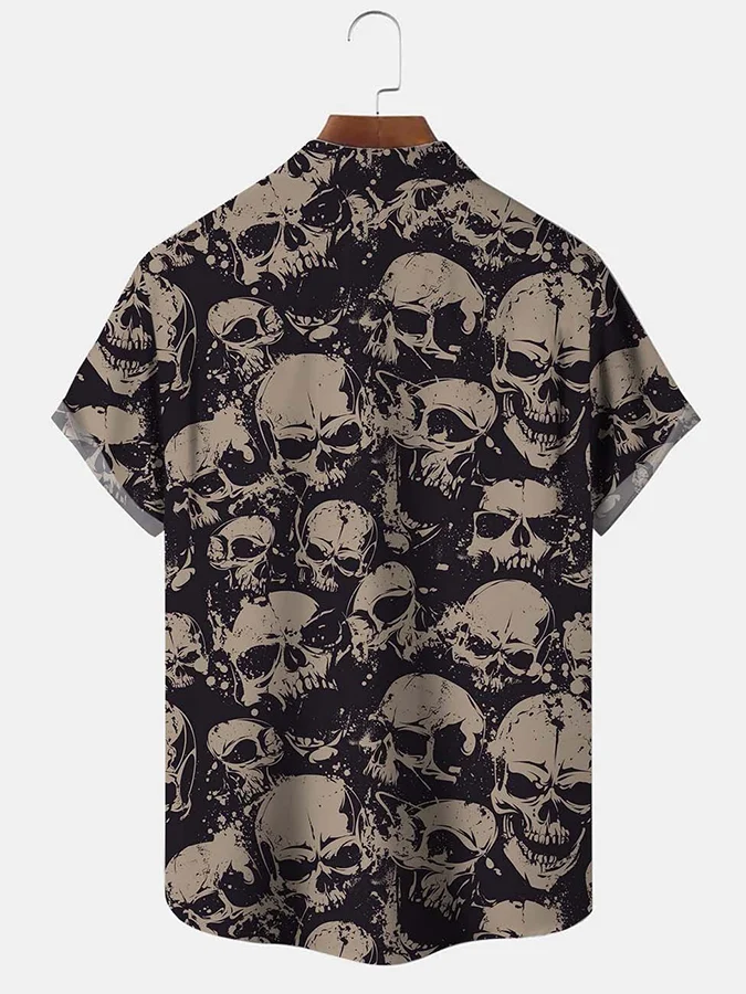 Stylish Casual Holiday Skull Print Shirt