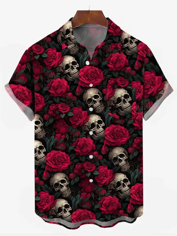 Men's Skull Print Resort Shirt