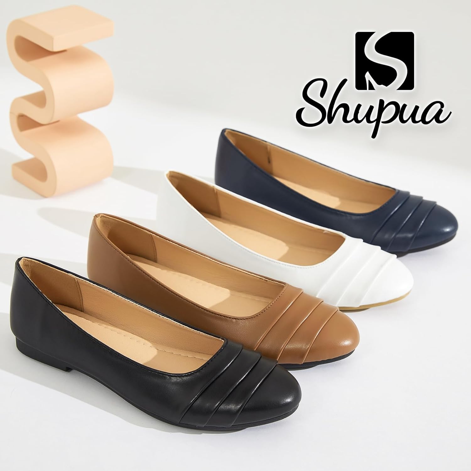 Flats for Women Dressy Comfortable Flats Shoes Womens Black Flats Leather Work Ballet Flats Round Toe Dress Shoes