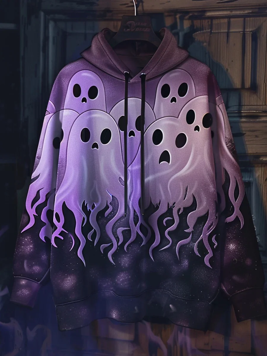 Men's Gothic Ghost Art Printed Hoodie