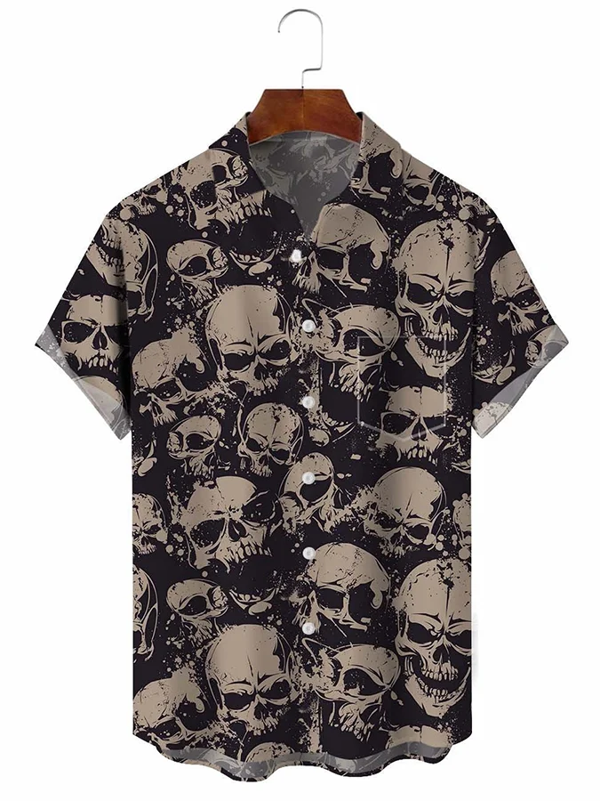 Stylish Casual Holiday Skull Print Shirt
