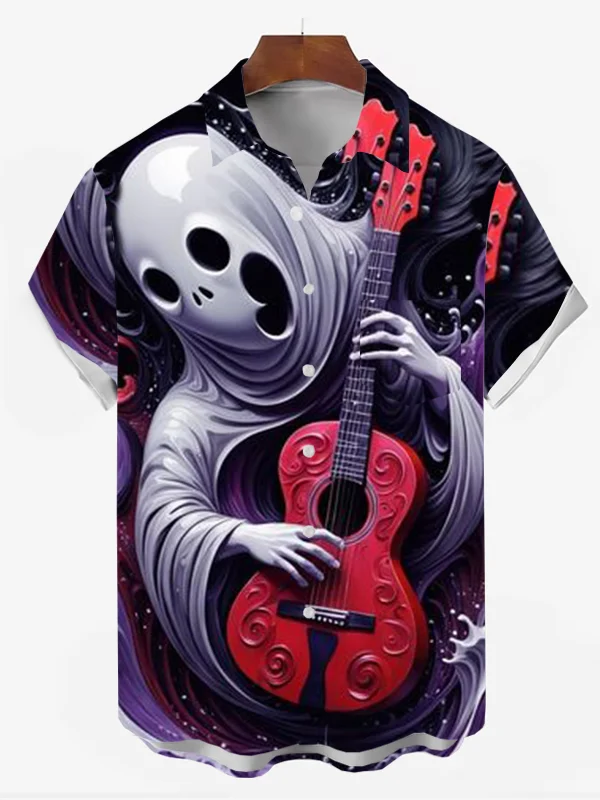 Men's Halloween Ghost Guitar Shirt