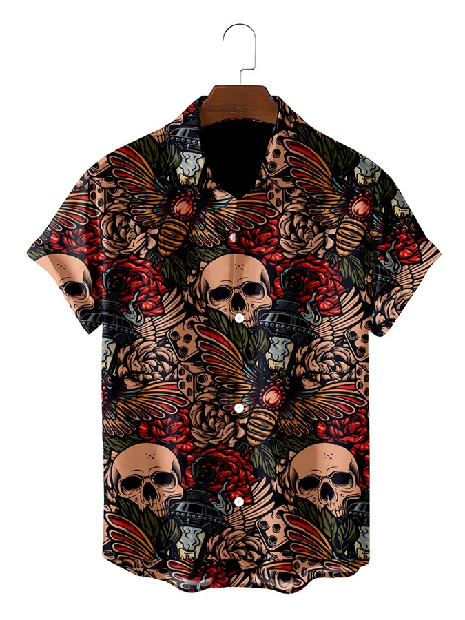Casual Holiday Skull Print Men's Shirt