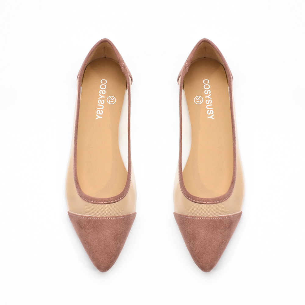 Pointed Mesh Stitching Flat Shoes for Women