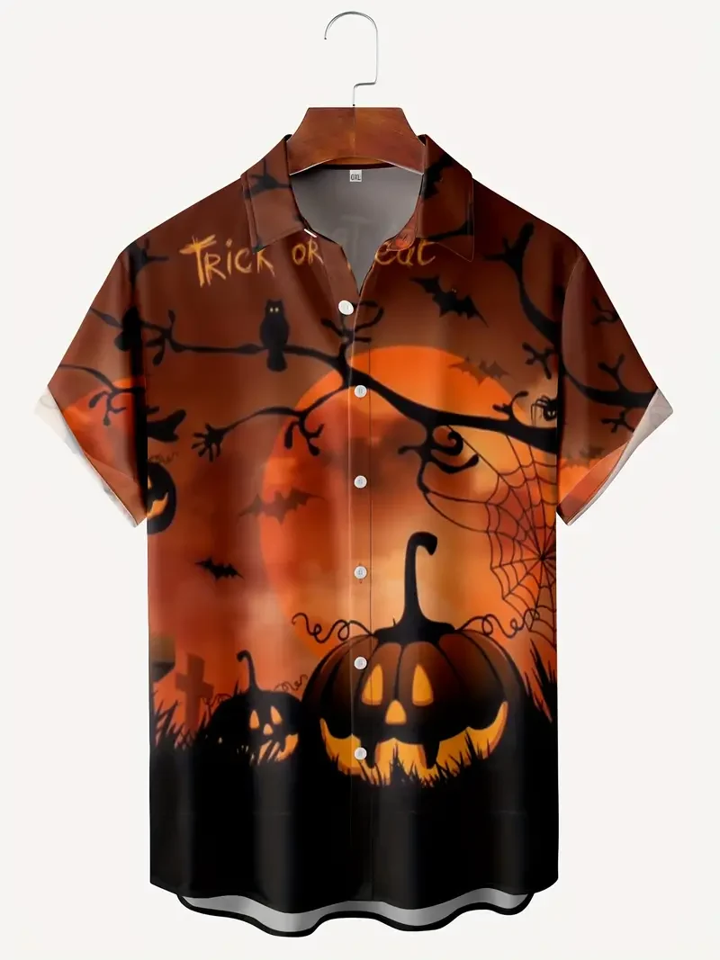 Men's Retro Halloween Fashion Short Sleeve Shirt