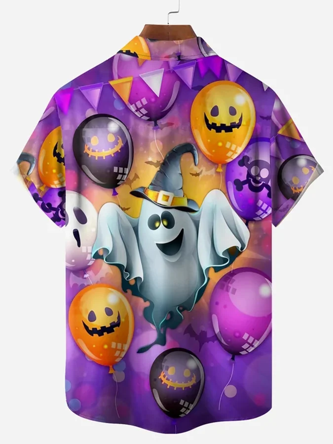 Fashionable Halloween Demon Ghost Print Short Sleeve Shirt