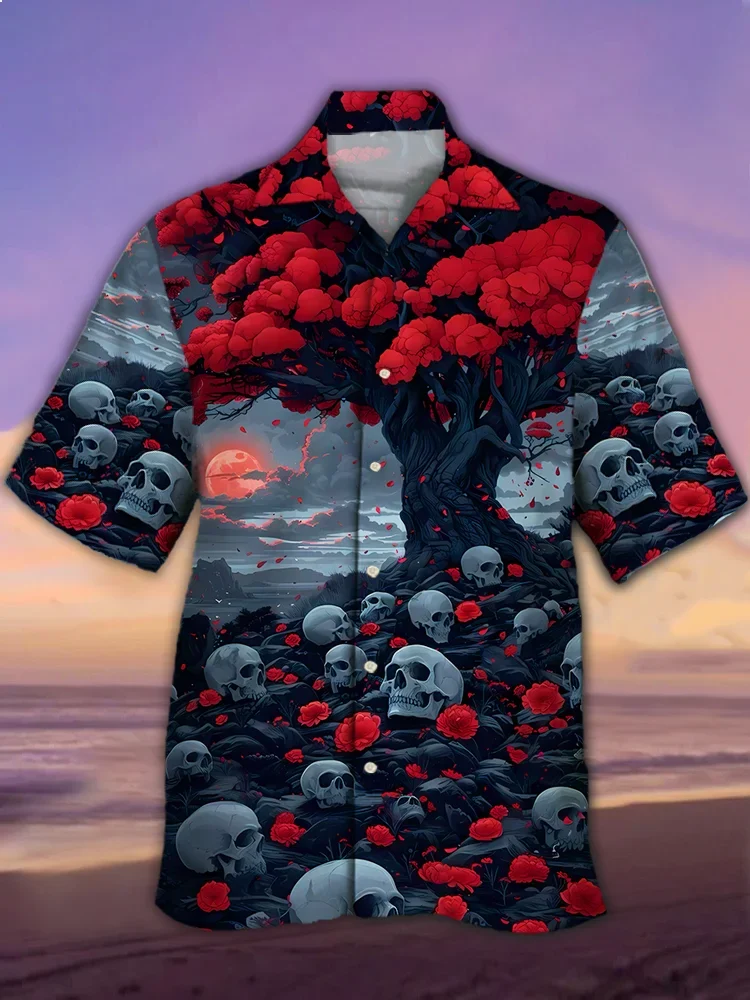 Men's Halloween Fun Horror Painting Short Sleeve Shirt