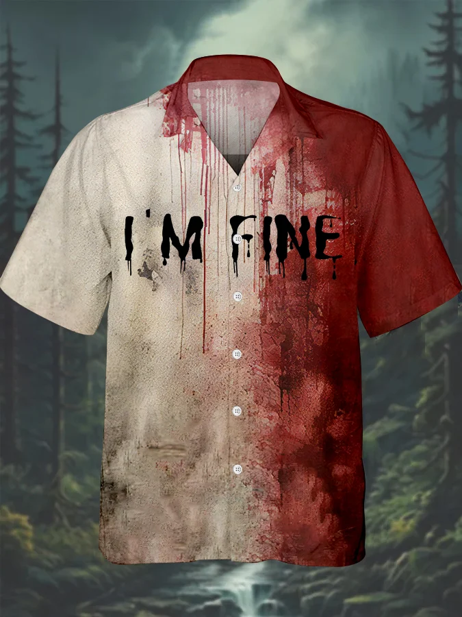 Men's Cuban Collar Halloween Casual Shirt