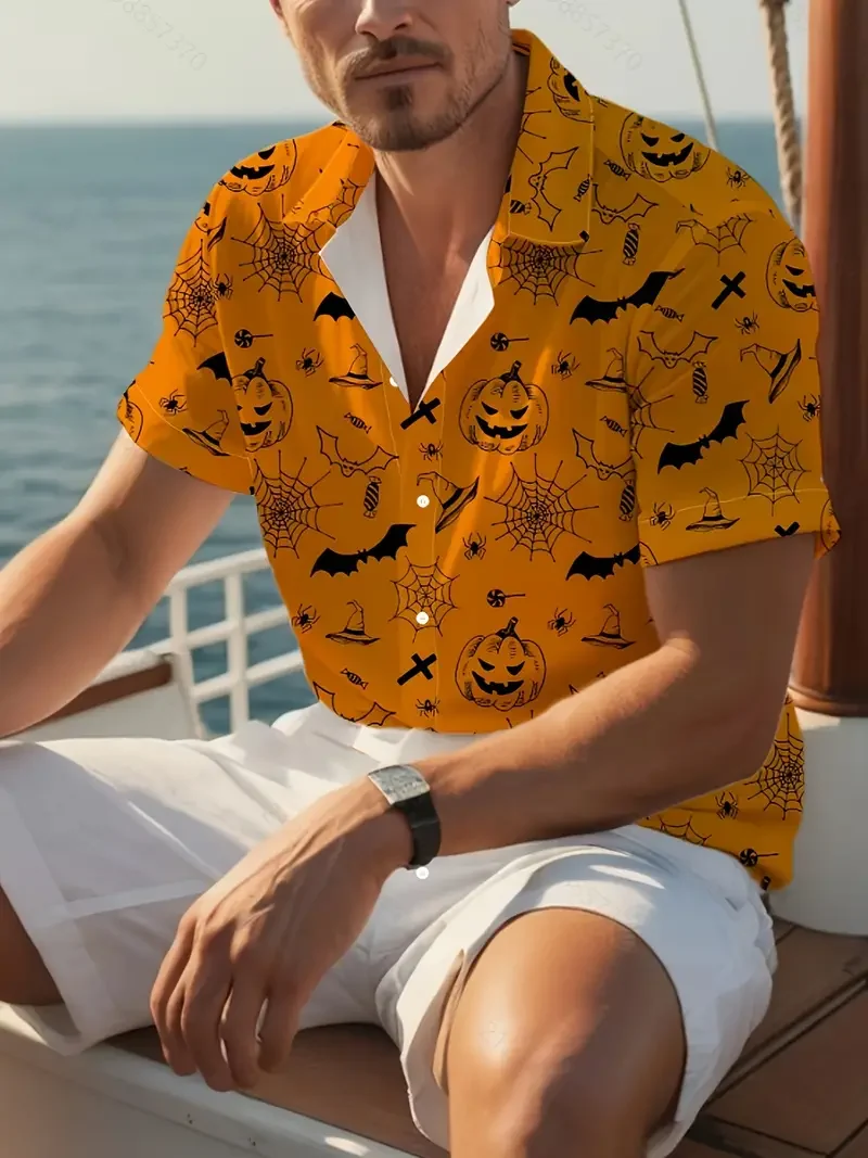 Men's Retro Halloween Fashion Short Sleeve Shirt
