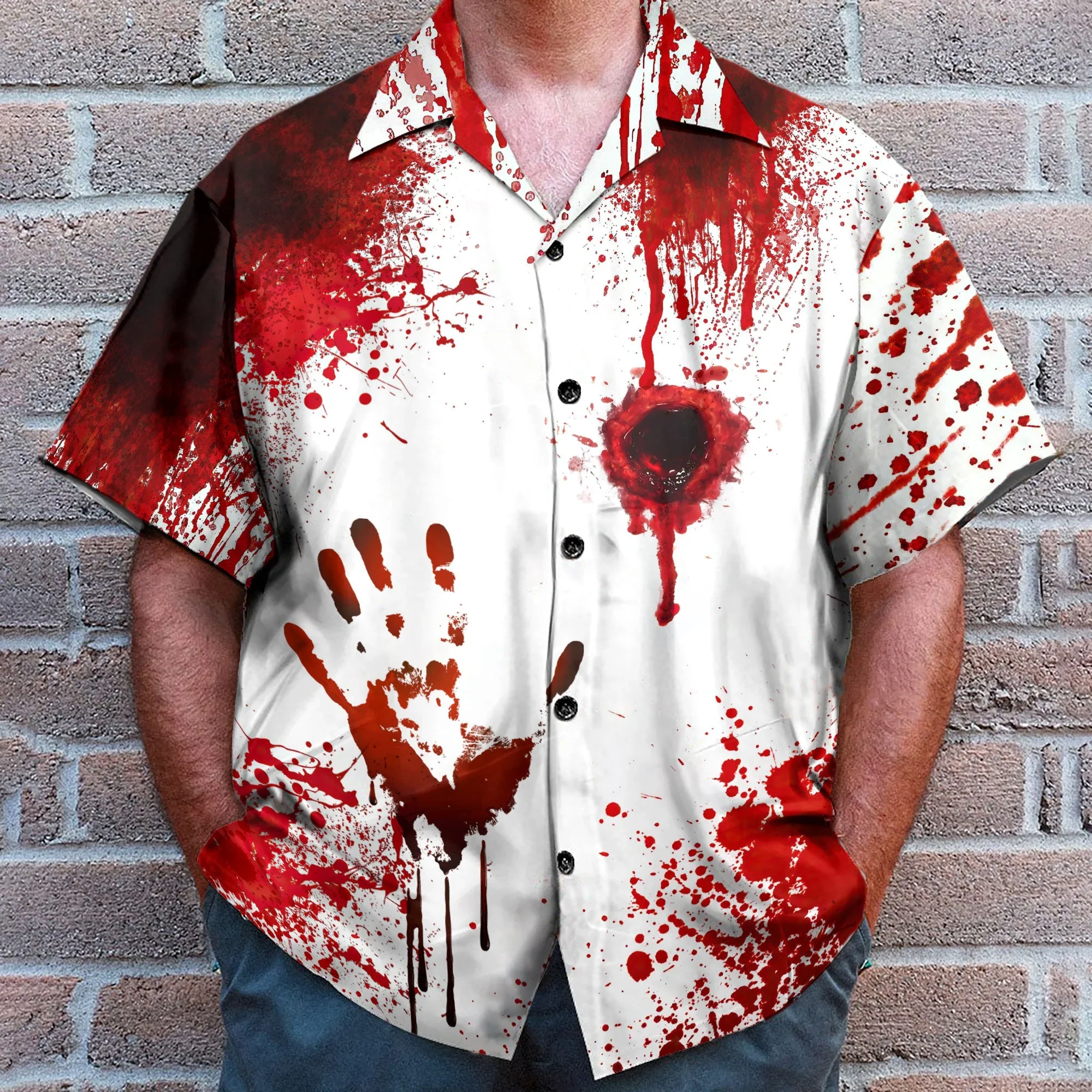 Men's Halloween Fun Horror Lapel Shirt