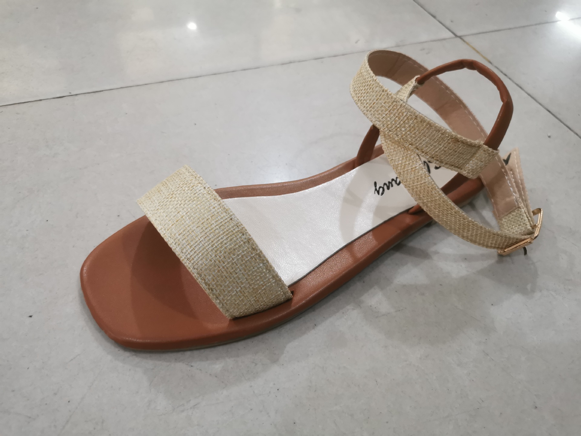 Ankle Winding Outer Belt Buckle Sandal Slippers