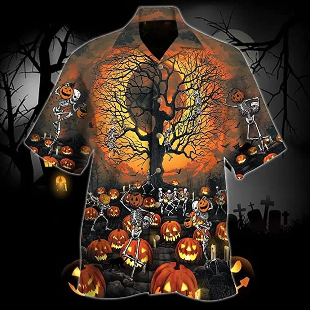 Men's Halloween Fun Horror Lapel Shirt