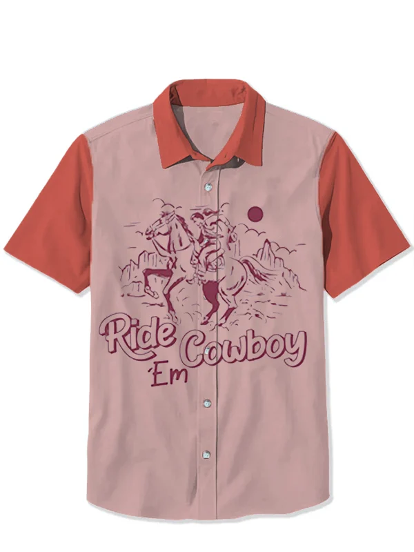 Western Retro Cowboy Santa Claus Short Sleeve Shirt