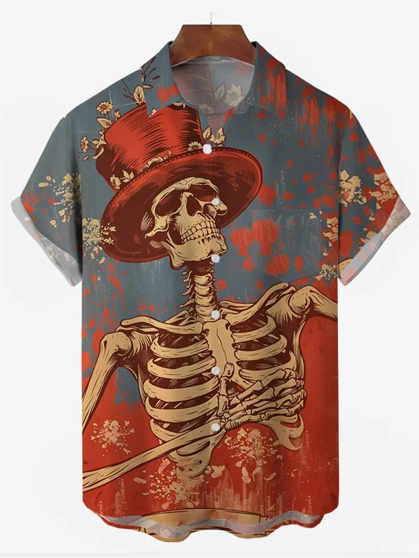 Men's Fun Skull Print Casual Shirt