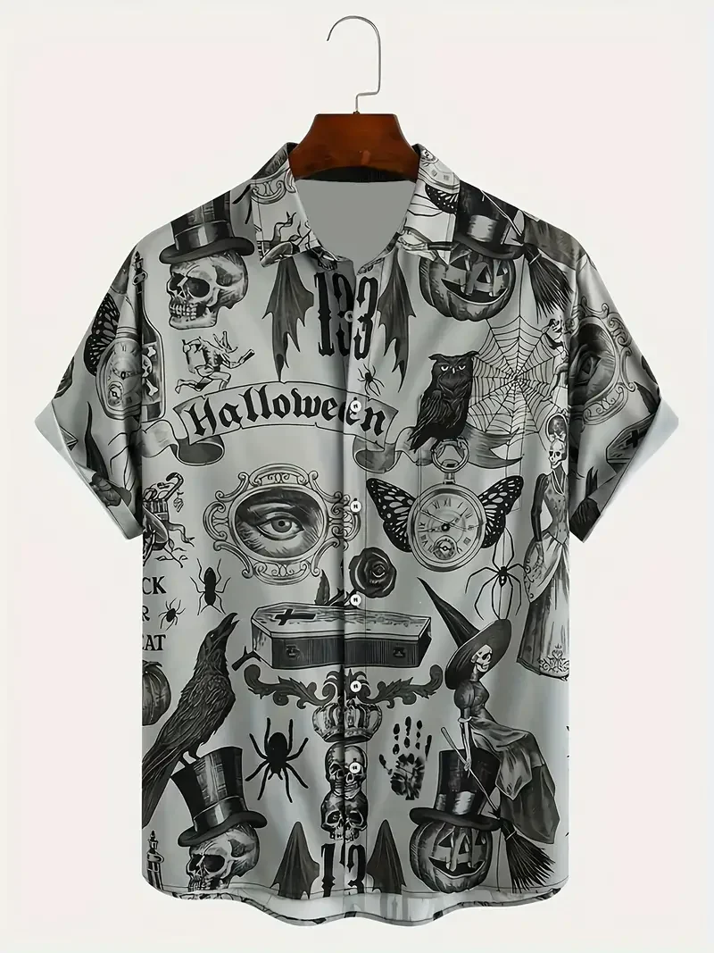 Men's Retro Halloween Fashion Short Sleeve Shirt