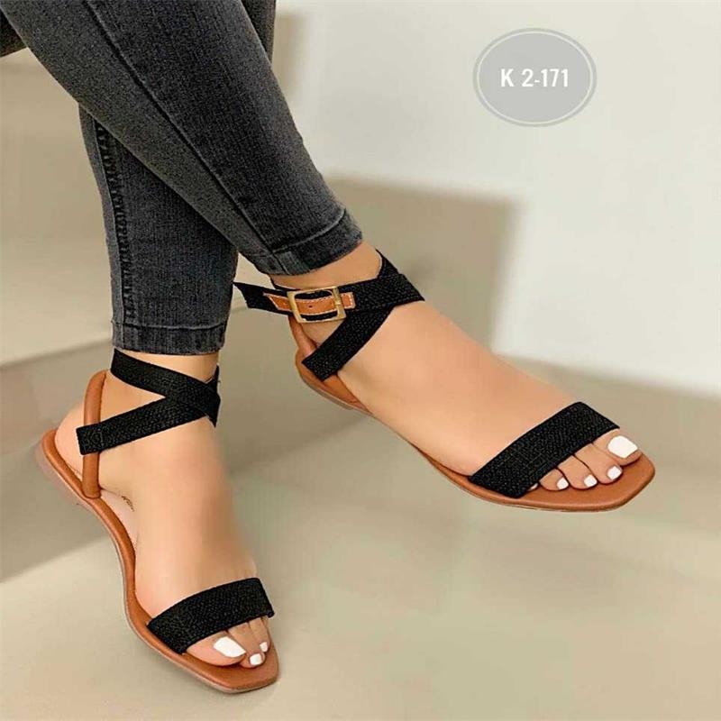Ankle Winding Outer Belt Buckle Sandal Slippers