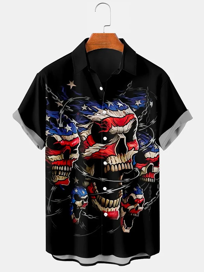Casual Holiday Skull Print Shirt