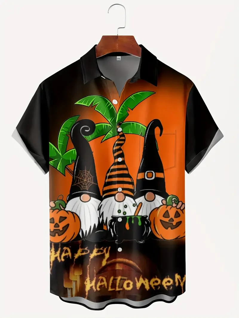 Men's Retro Halloween Fashion Short Sleeve Shirt