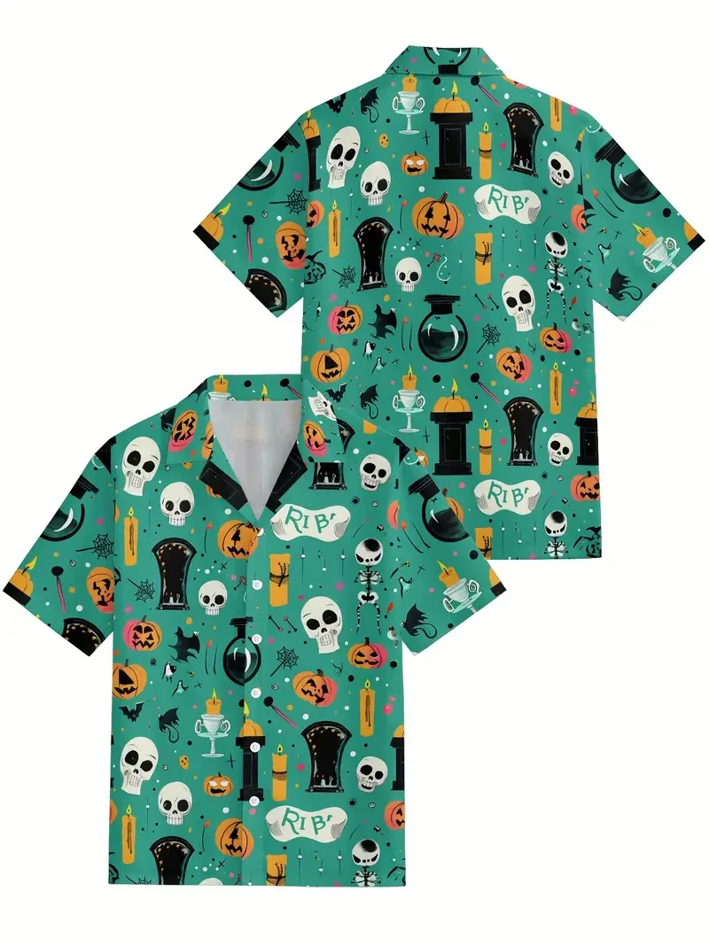 Men's Retro Halloween Fashion Short Sleeve Shirt