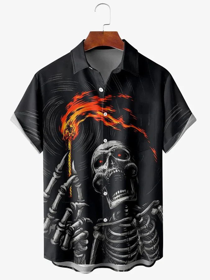 Men'S Printed Design Sense Fashion Casual Loose All-Match Shirt