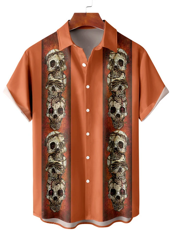 Casual Halloween Print Men'S Short-Sleeved Shirt
