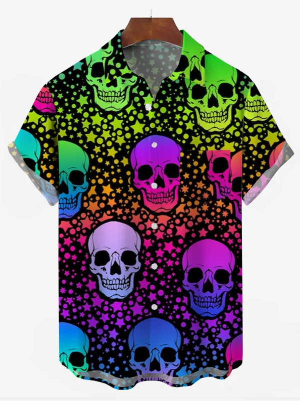Men's Skull Print Resort Shirt