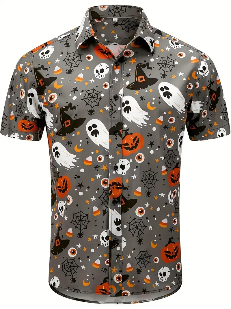 Men's Vintage Halloween Holiday Short Sleeve Shirt