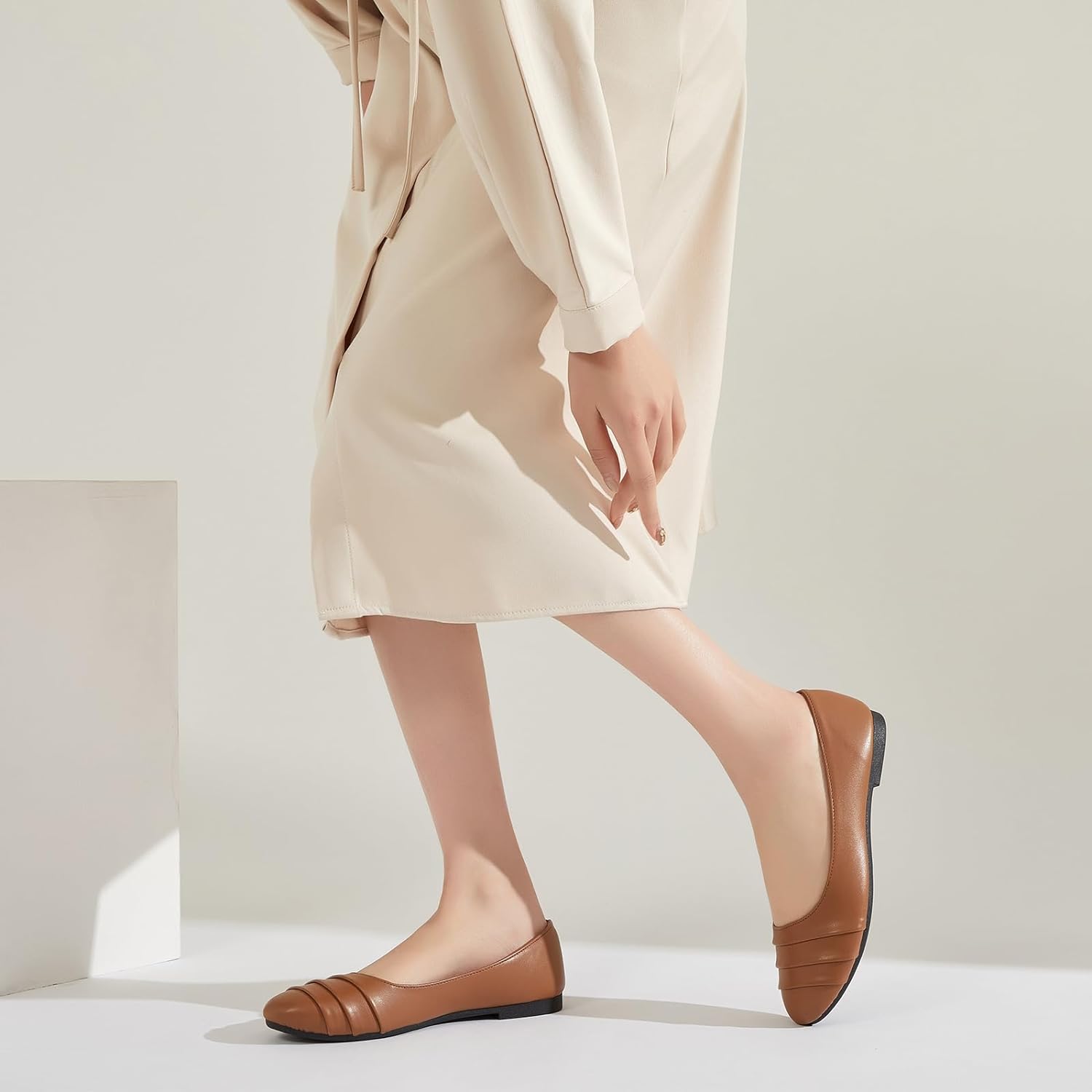 Flats for Women Dressy Comfortable Flats Shoes Womens Black Flats Leather Work Ballet Flats Round Toe Dress Shoes