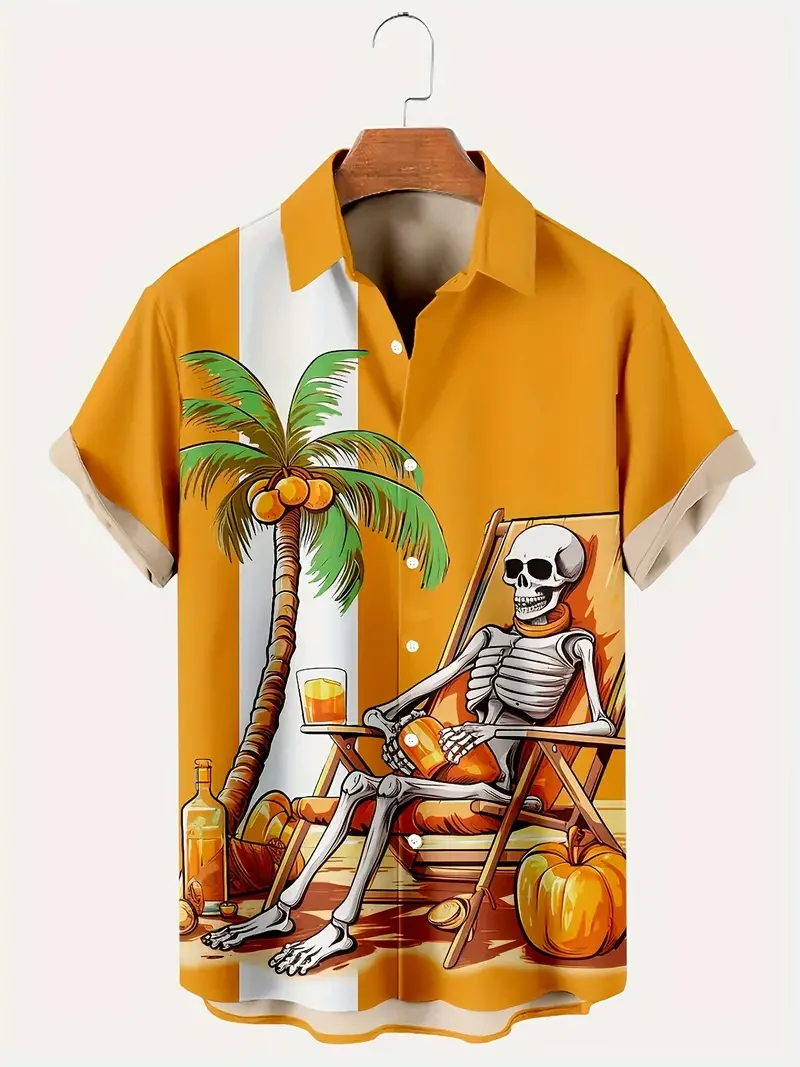 Men's Retro Halloween Fashion Short Sleeve Shirt