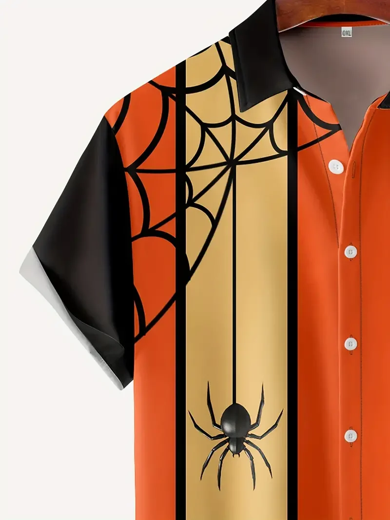 Men's Retro Halloween Fashion Short Sleeve Shirt