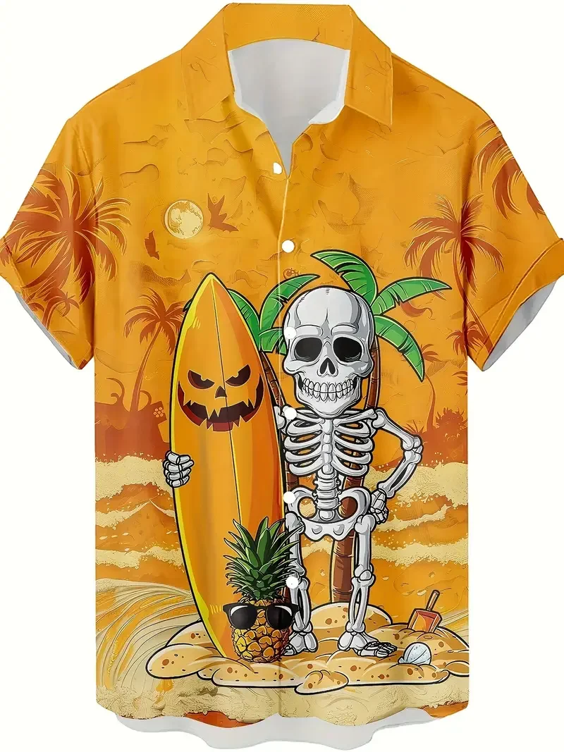 Men's Vintage Halloween Holiday Short Sleeve Shirt