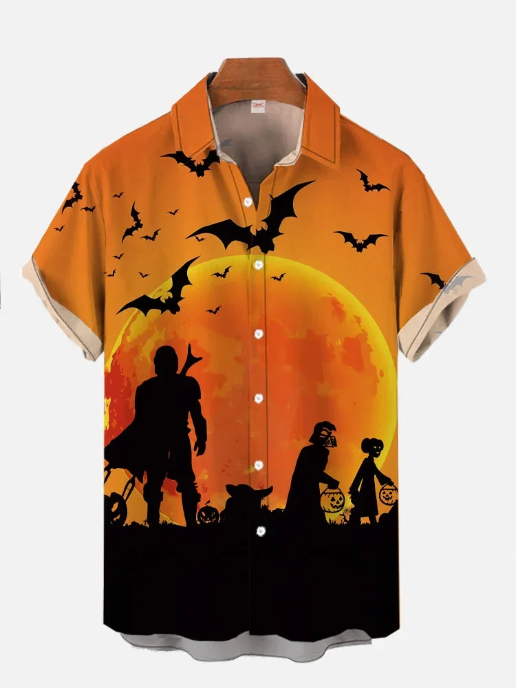 Men's Vintage Halloween Holiday Short Sleeve Shirt