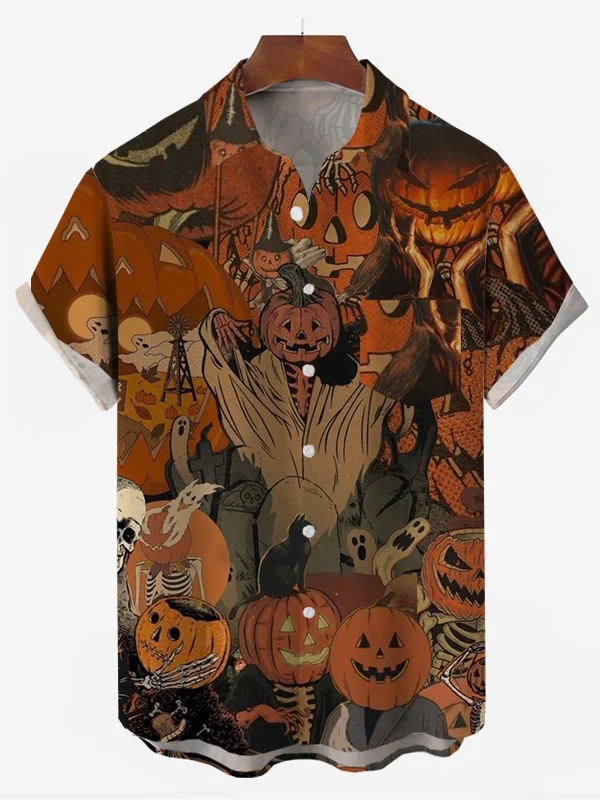 Men's Halloween Printed Casual Shirt