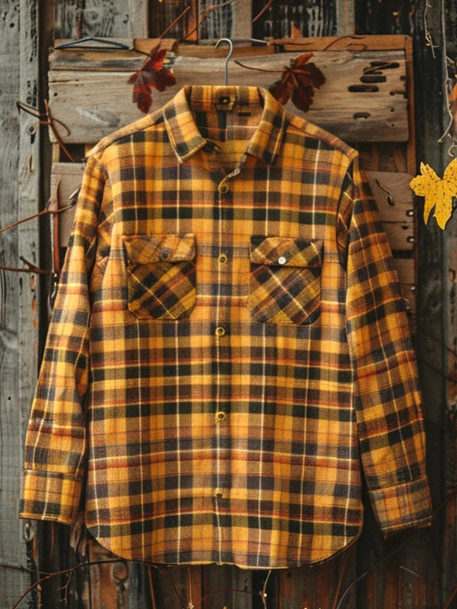 Women's Fall Harvest Plaid Buttoned Printed Casual Shirt