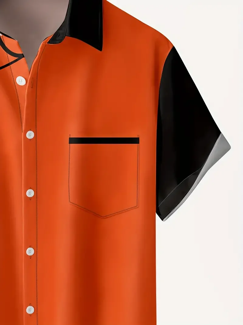 Men's Retro Halloween Fashion Short Sleeve Shirt