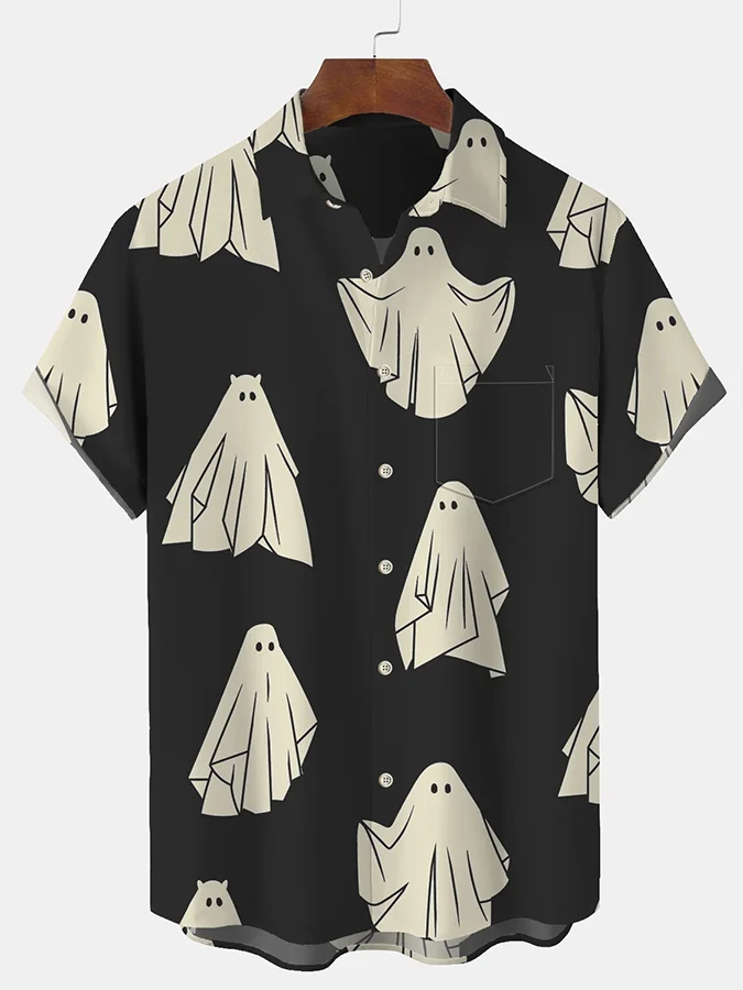 Men's Halloween Printed Casual Shirt (With Pockets)