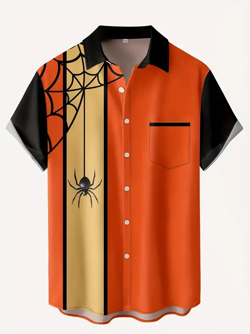 Men's Retro Halloween Fashion Short Sleeve Shirt