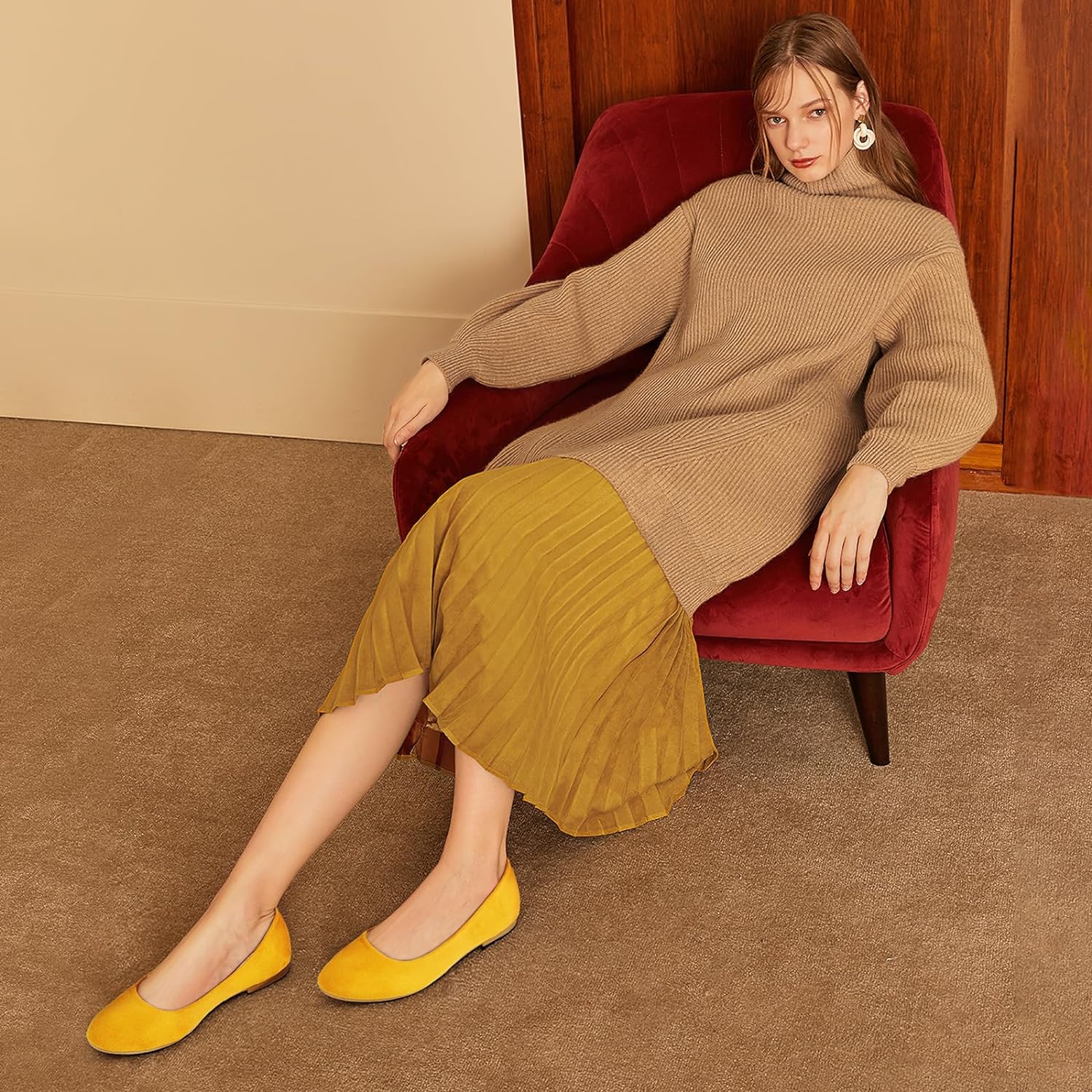 Flats for Women Round Toe Flat Shoes Dressy Black Ballet Flats Comfortable Womens Dress Shoes Ballerina Flats for Work