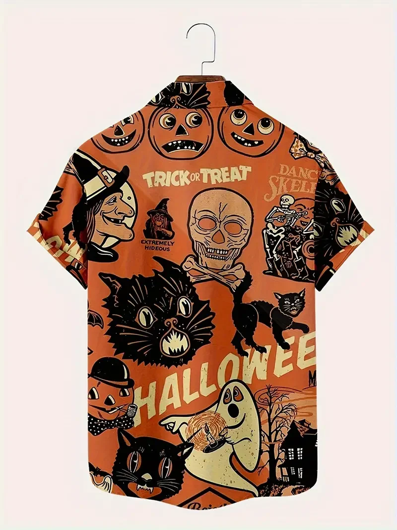 Men's Retro Halloween Fashion Short Sleeve Shirt