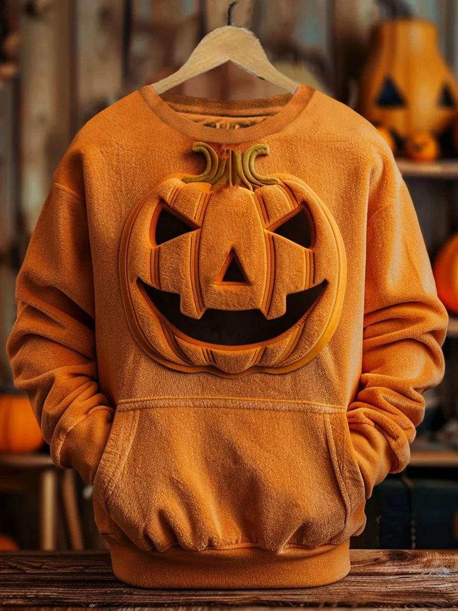Men's Funny Halloween Pumpkin Printed Sweatshirt