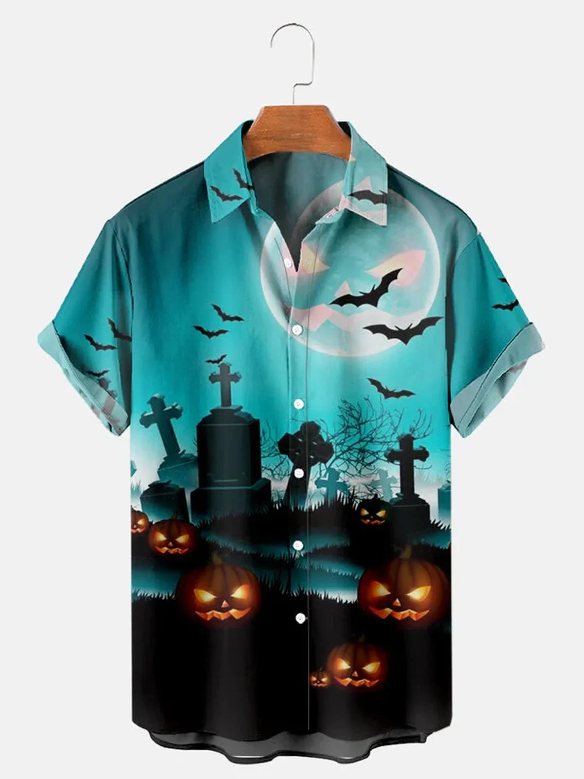 Men's Retro Halloween Fashion Short Sleeve Shirt