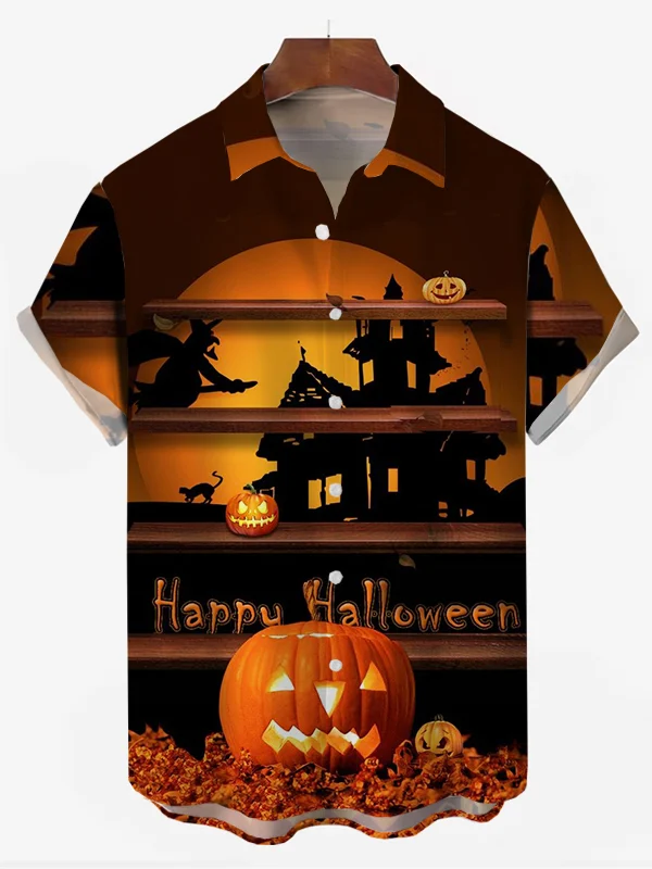 Men's Halloween Printed Casual Shirt