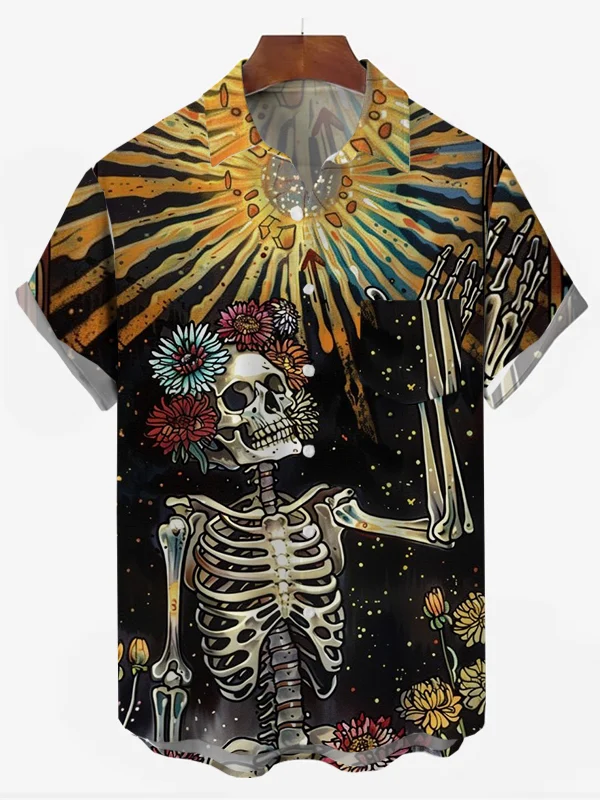 Men's Holiday Skull Print Shirt