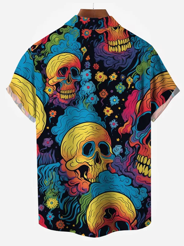Men's Oil Painting Skull Print Shirt
